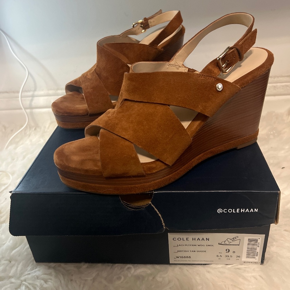 Genuine Suede Platform Wedge Sandal